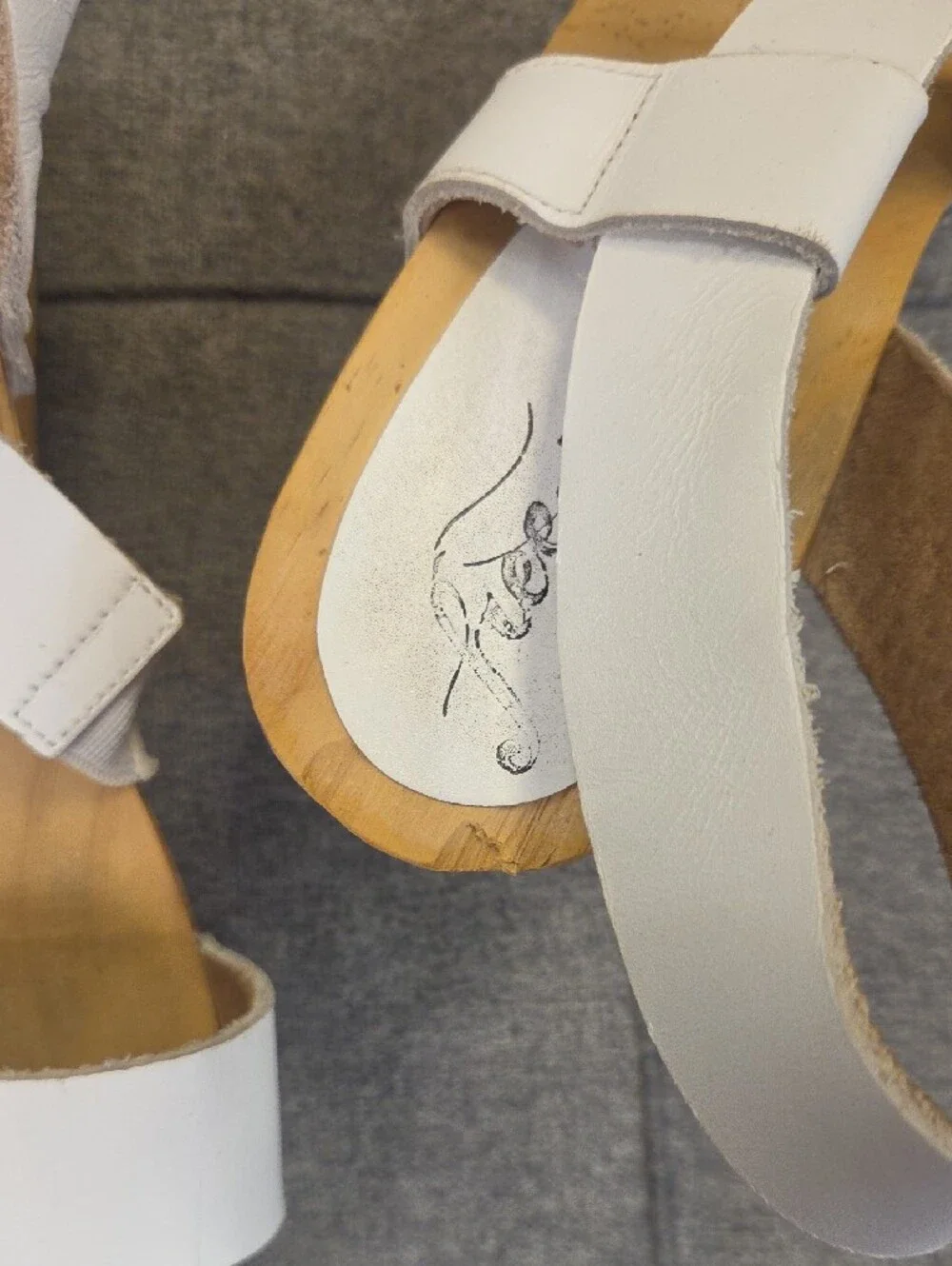 Free People White Leather Wedge Slingback Sandals